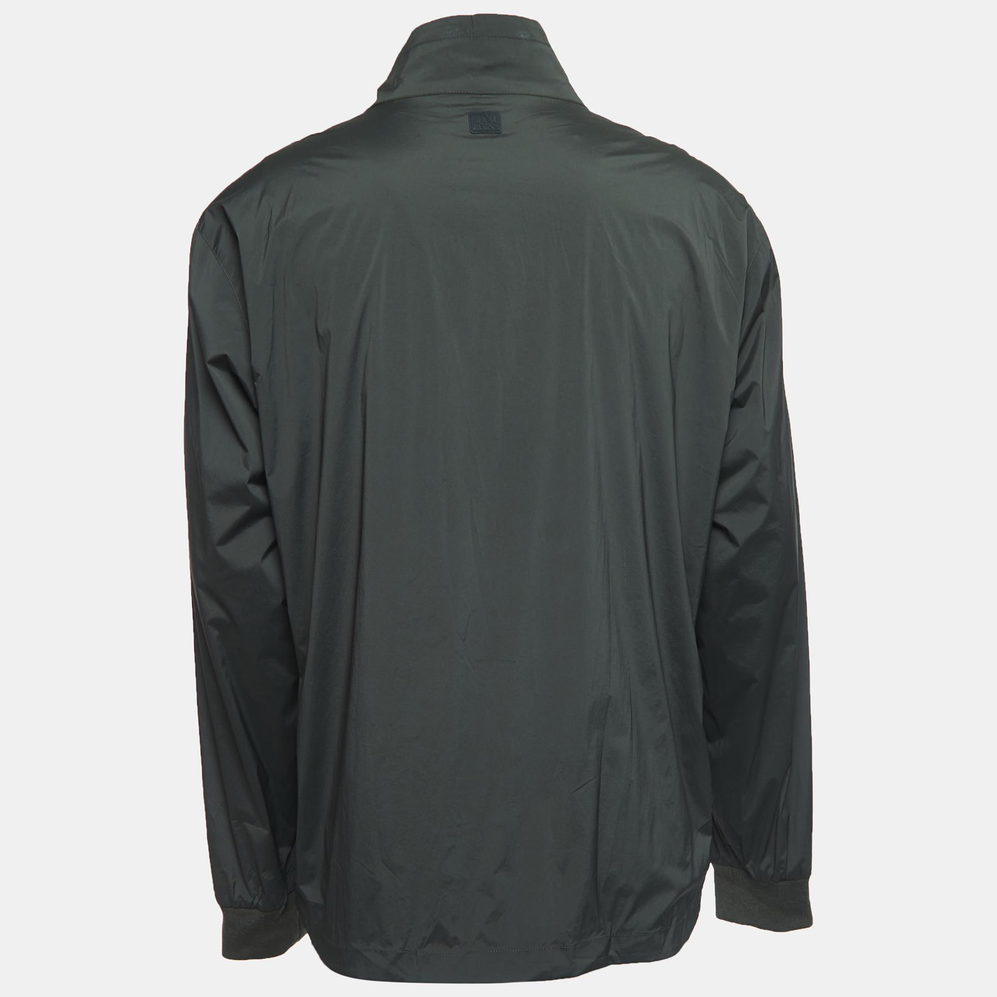 

Z Zegna Dark Green Nylon & Wool Reversible Zip Front Jacket