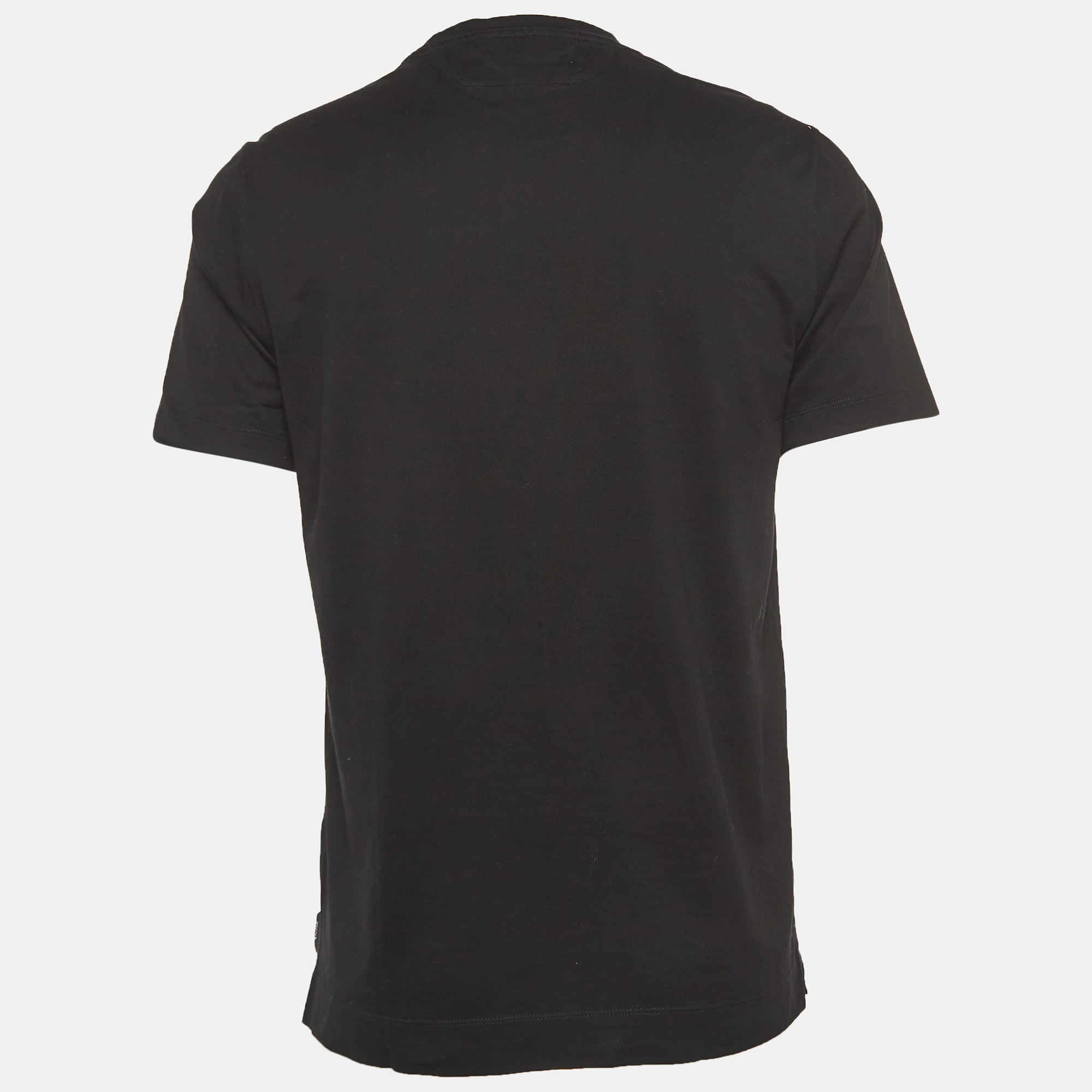 

Z Zegna Black Logo Print Cotton Crew Neck T-Shirt