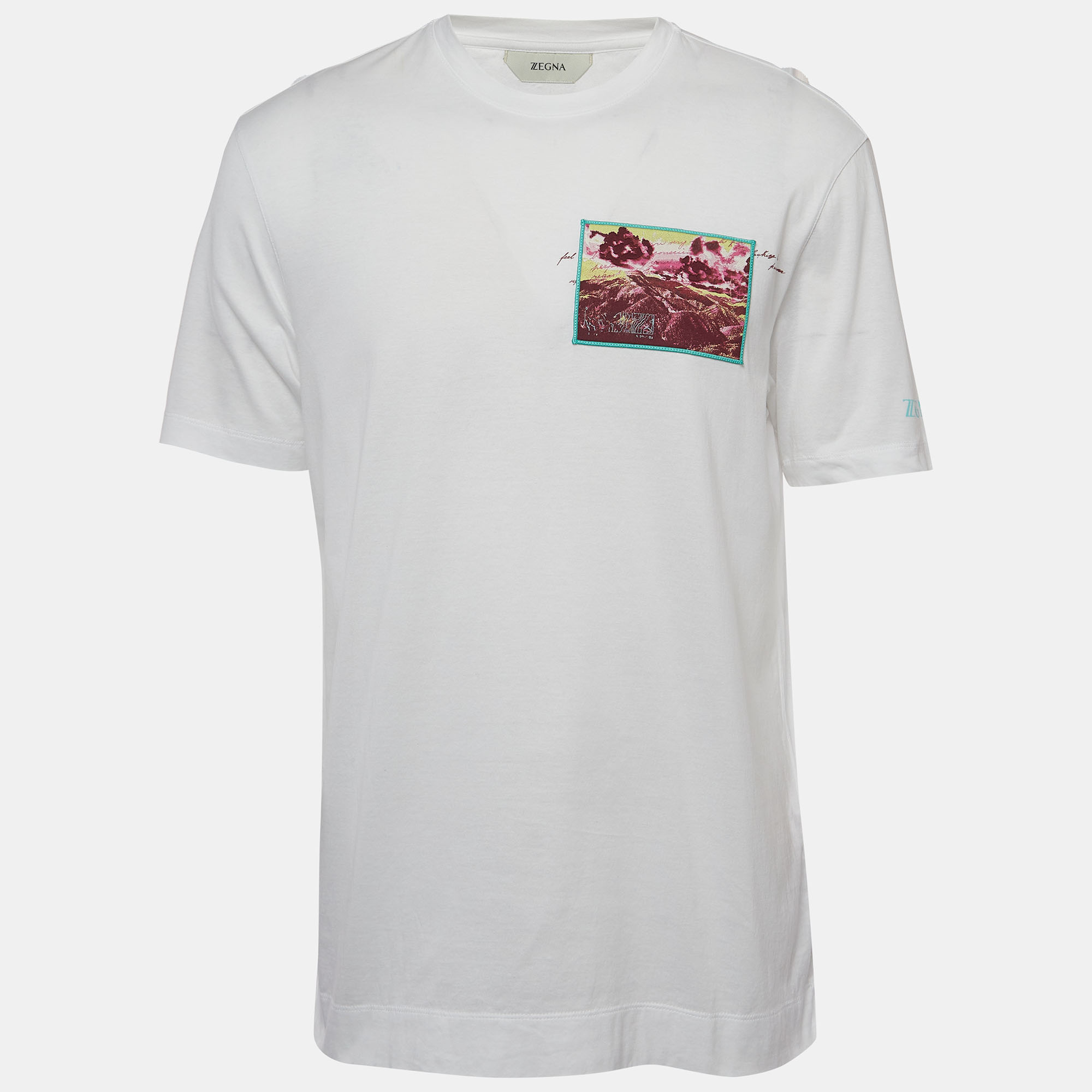 

Z Zegna White Cotton Patch Detail Crew Neck T-Shirt