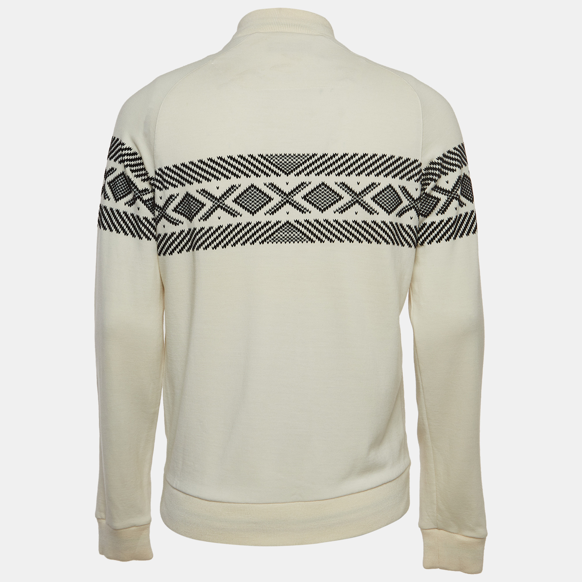 

Z Zegna Techmerino Cream Patterned Wool Zip Front Sweatshirt