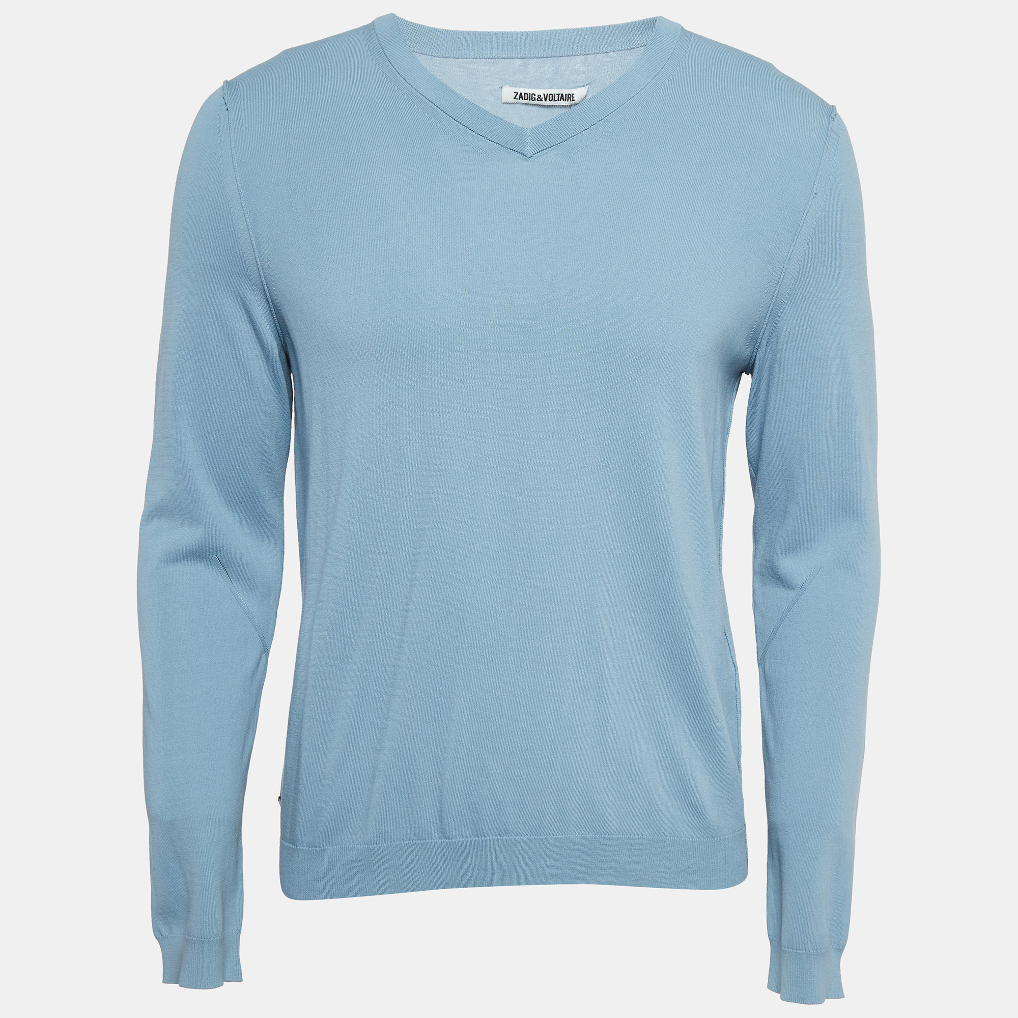 

Zadig & Voltaire Blue Cotton Knit V-Neck Keddy Sweatshirt S