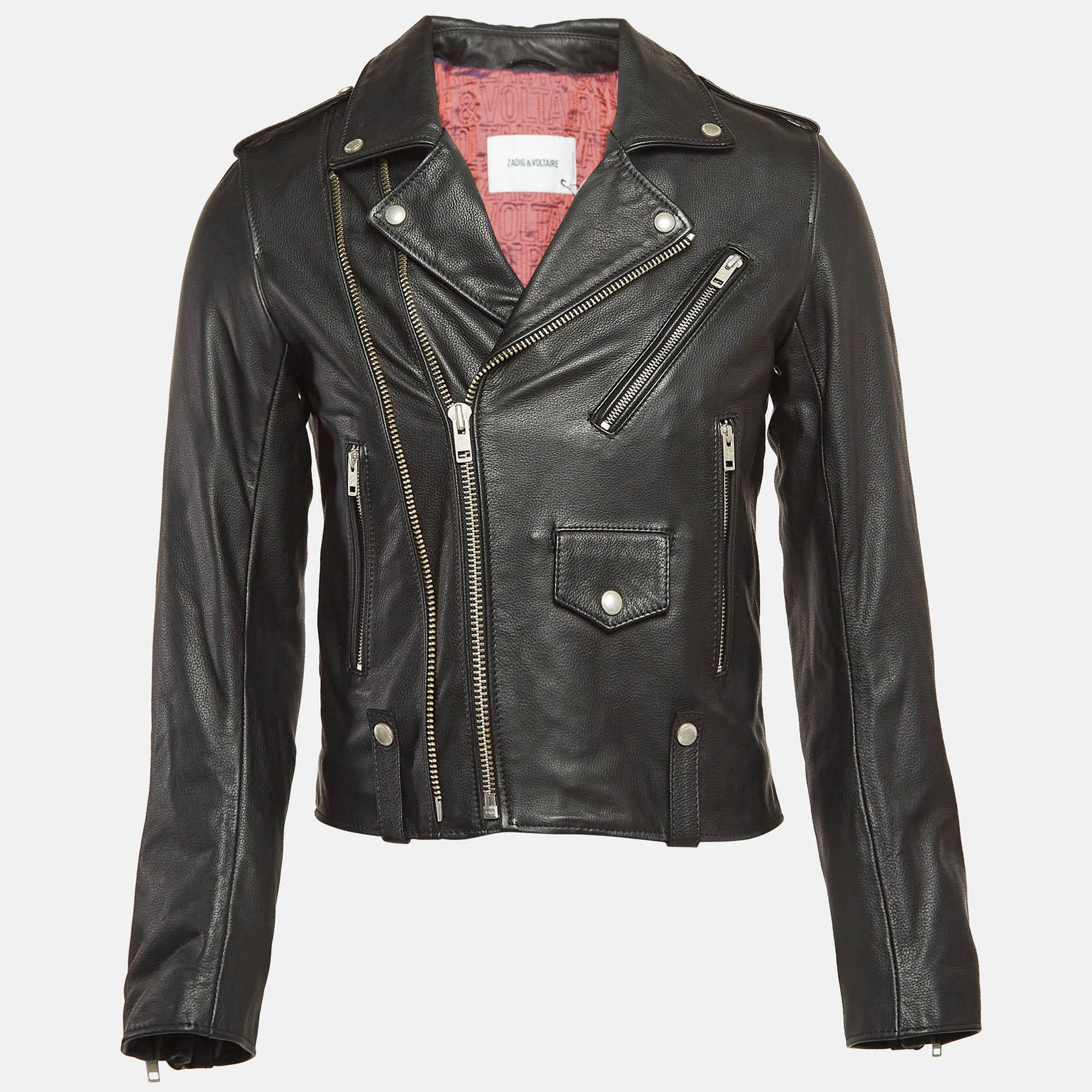 

Zadig & Voltaire Black Leather Louis Biker Jacket M