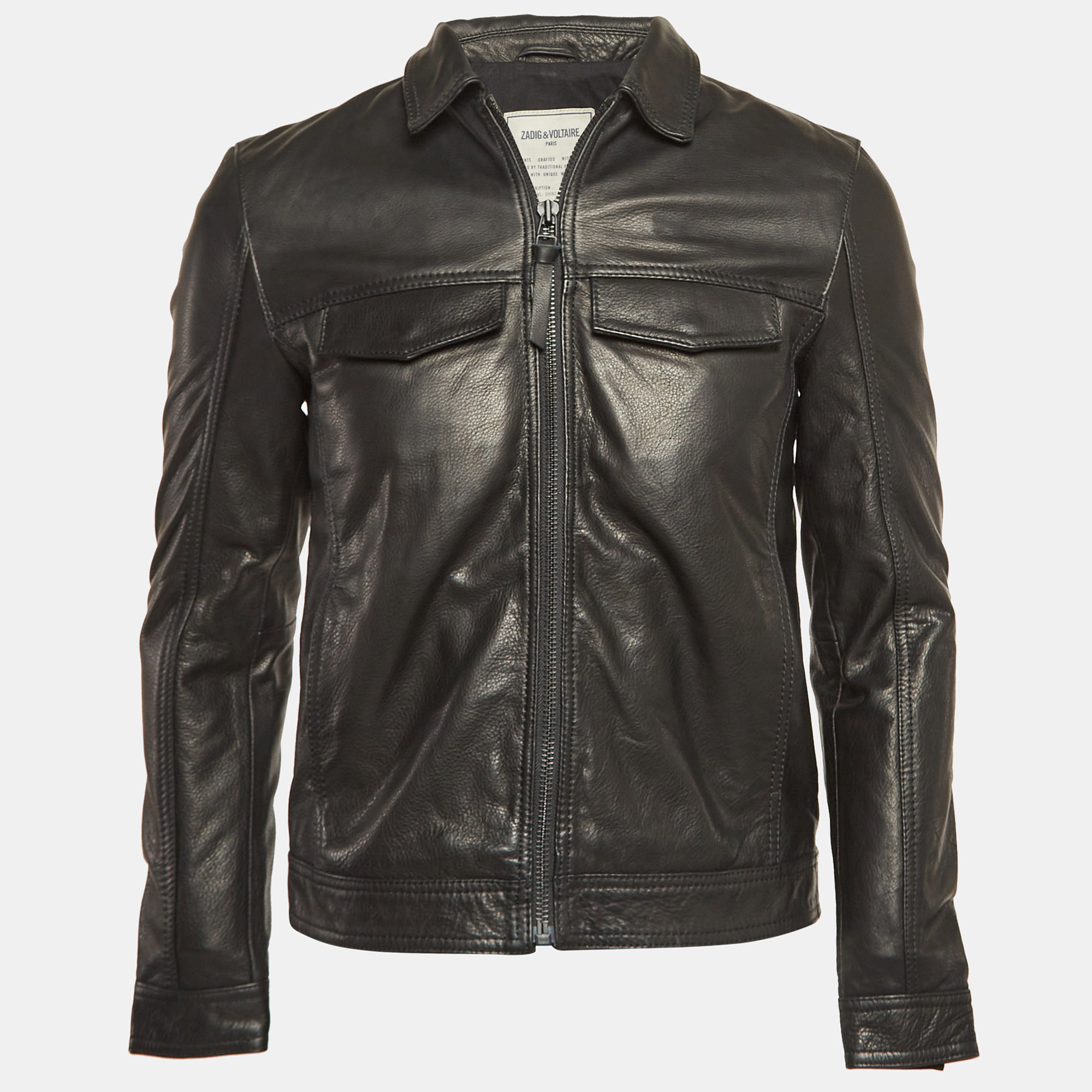 

Zadig & Voltaire Black Leather Zip Front Jacket S