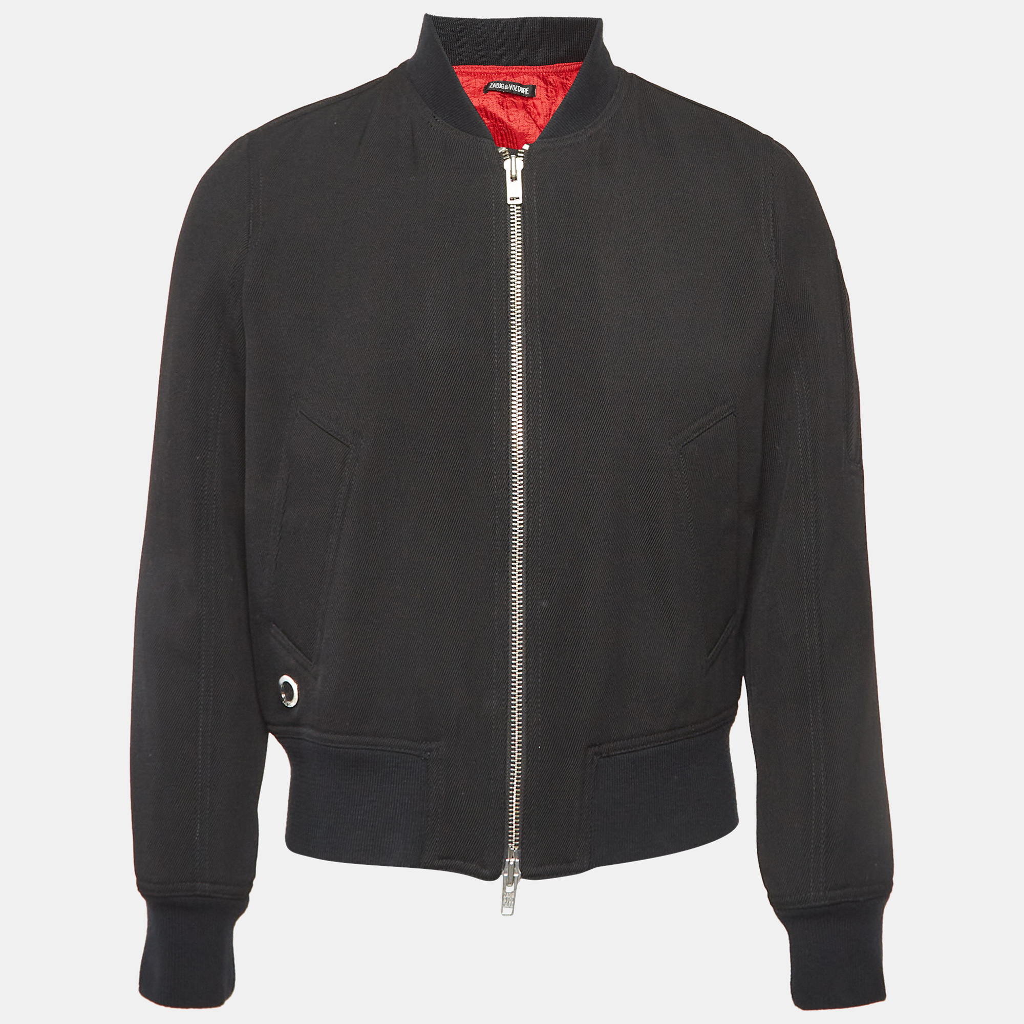 

Zadig & Voltaire Black Drill Zip-Up Bradley Bomber Jacket S