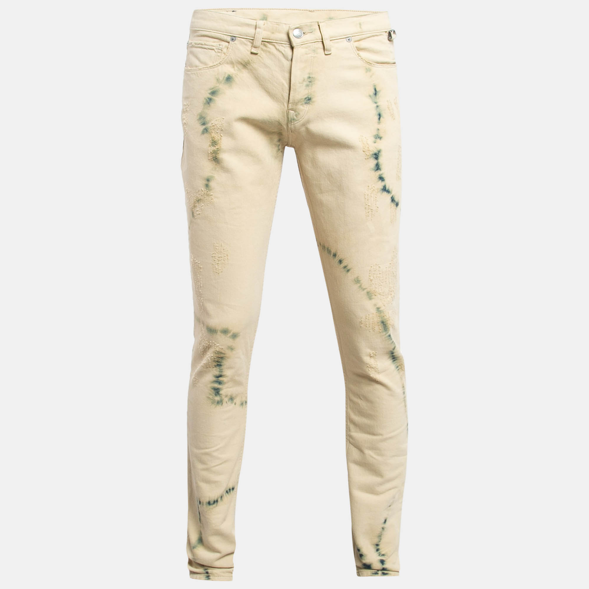 Pre-owned Zadig & Voltaire Cream Tie Dye Denim David Jeans S Waist 31"