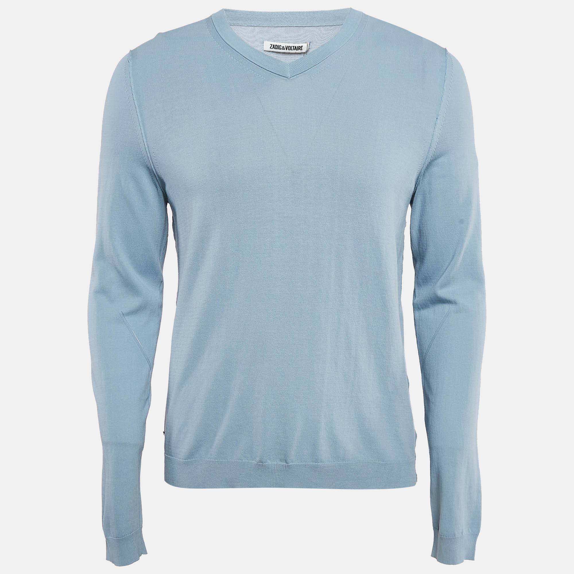 

Zadig & Voltaire Blue Cotton Knit V-Neck Keddy Sweatshirt S