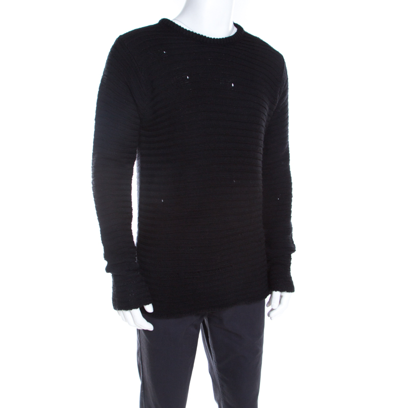

Zadig and Voltaire Black Distressed Knit Merino Wool Jeremy Raye Sweater