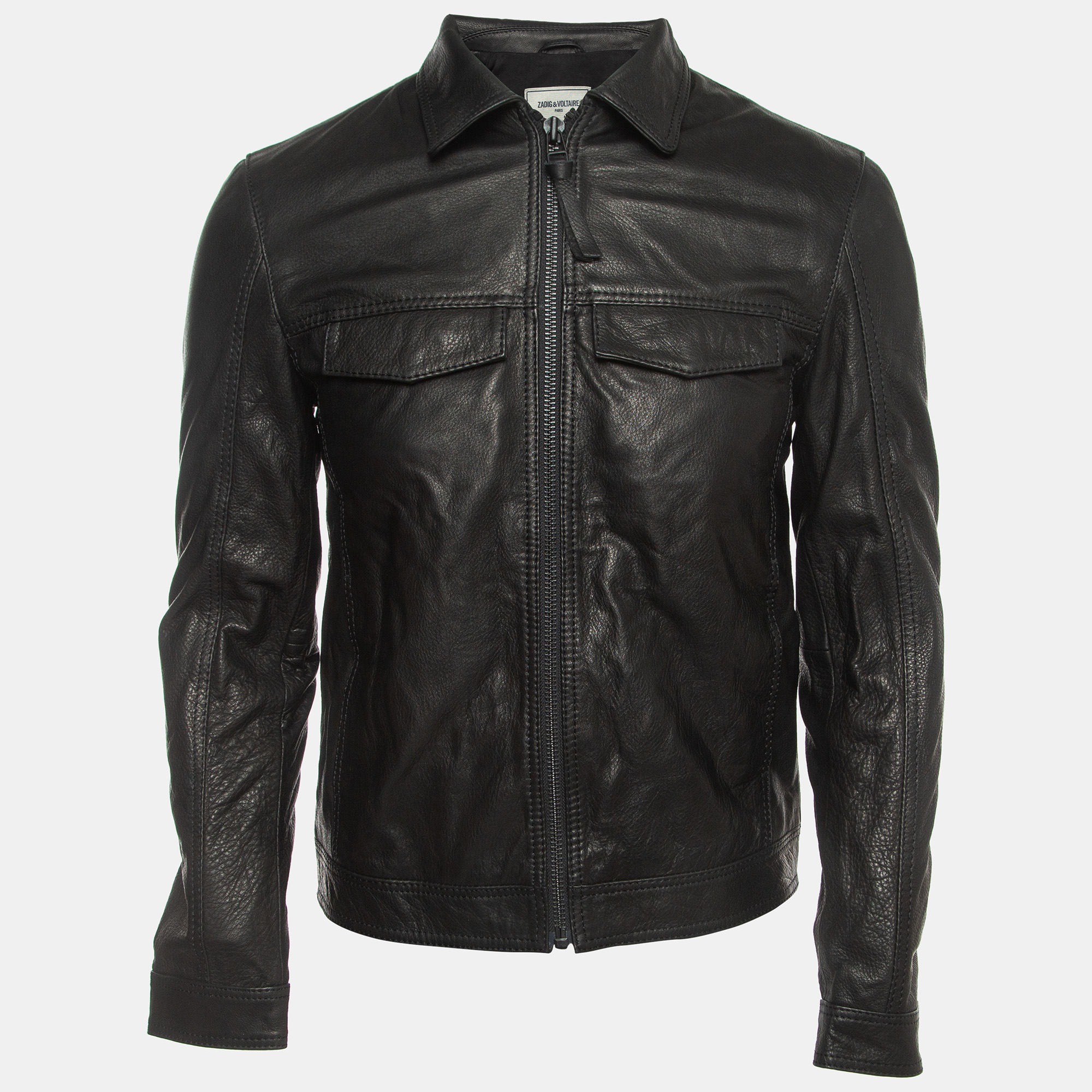 

Zadig & Voltaire Black Leather Zip Front Jacket S