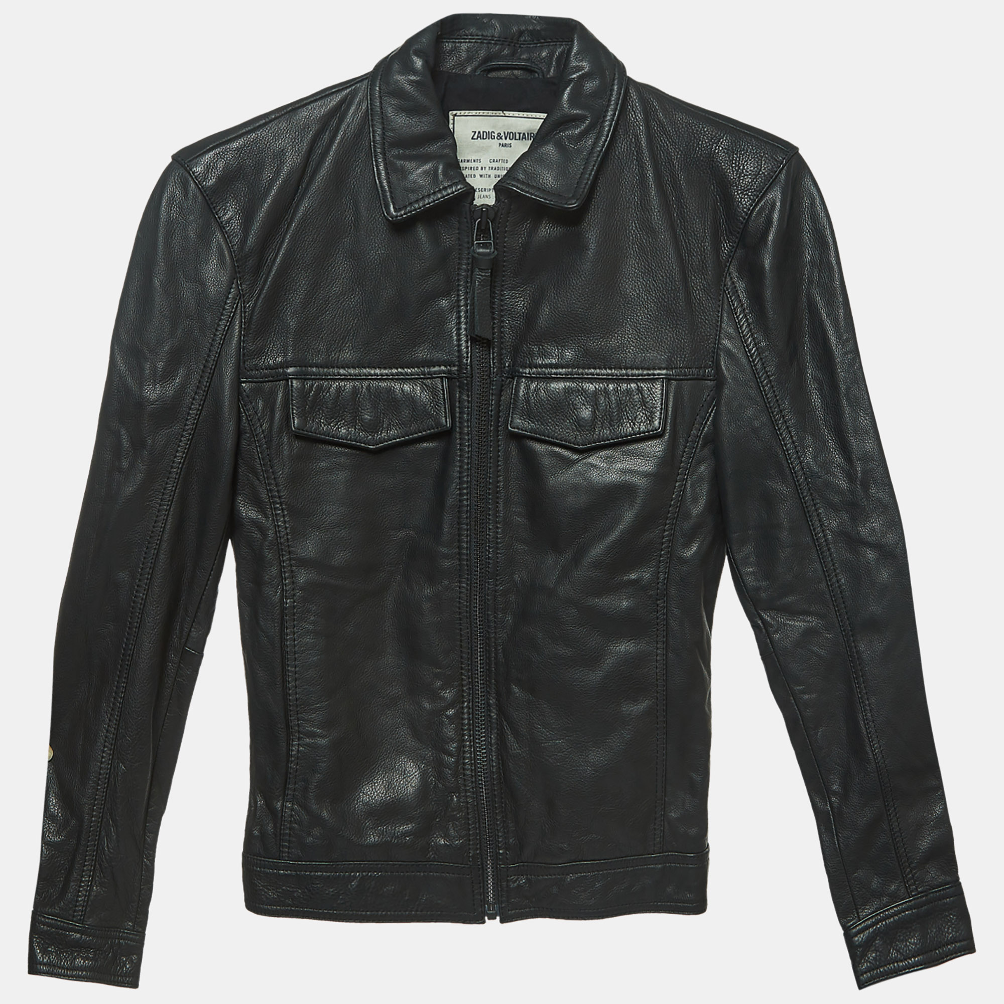 

Zadig & Voltaire Black Leather Zip Front Jacket XS