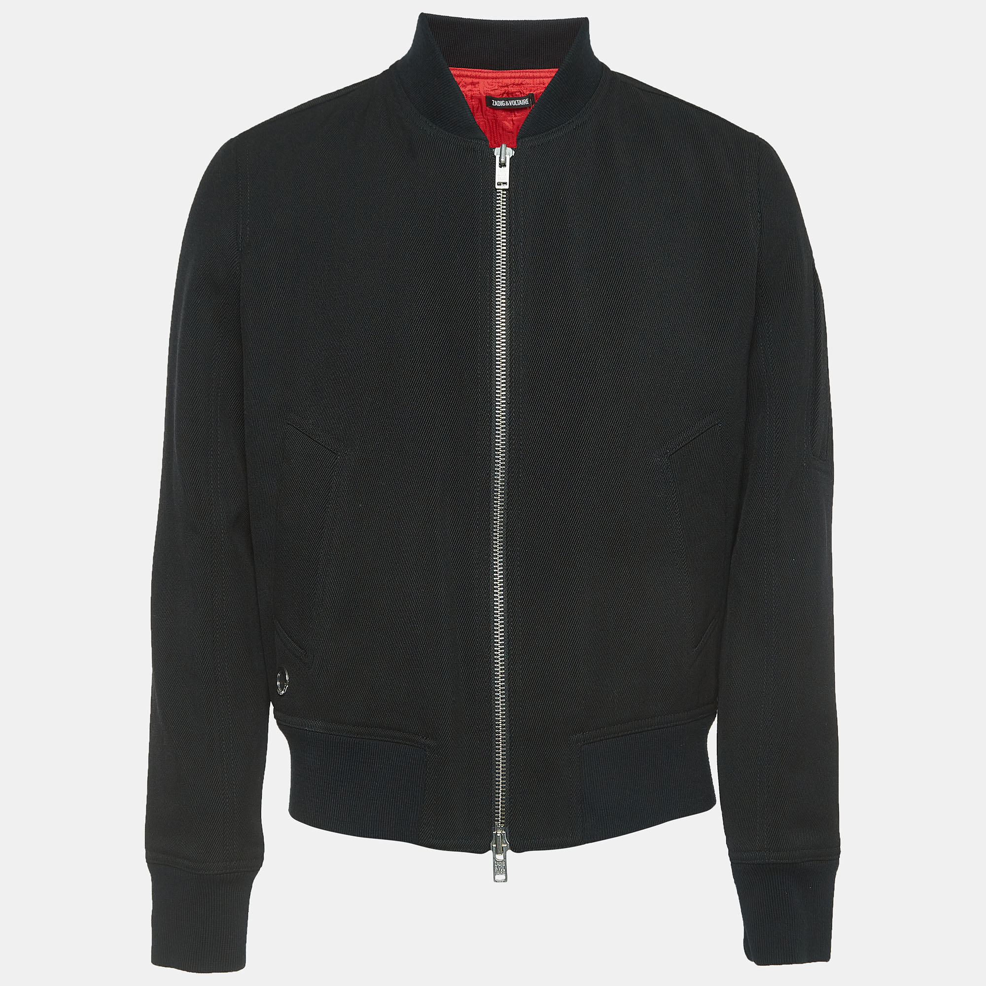 Pre-owned Zadig & Voltaire Black Wool Blend Zip Front Jacket L