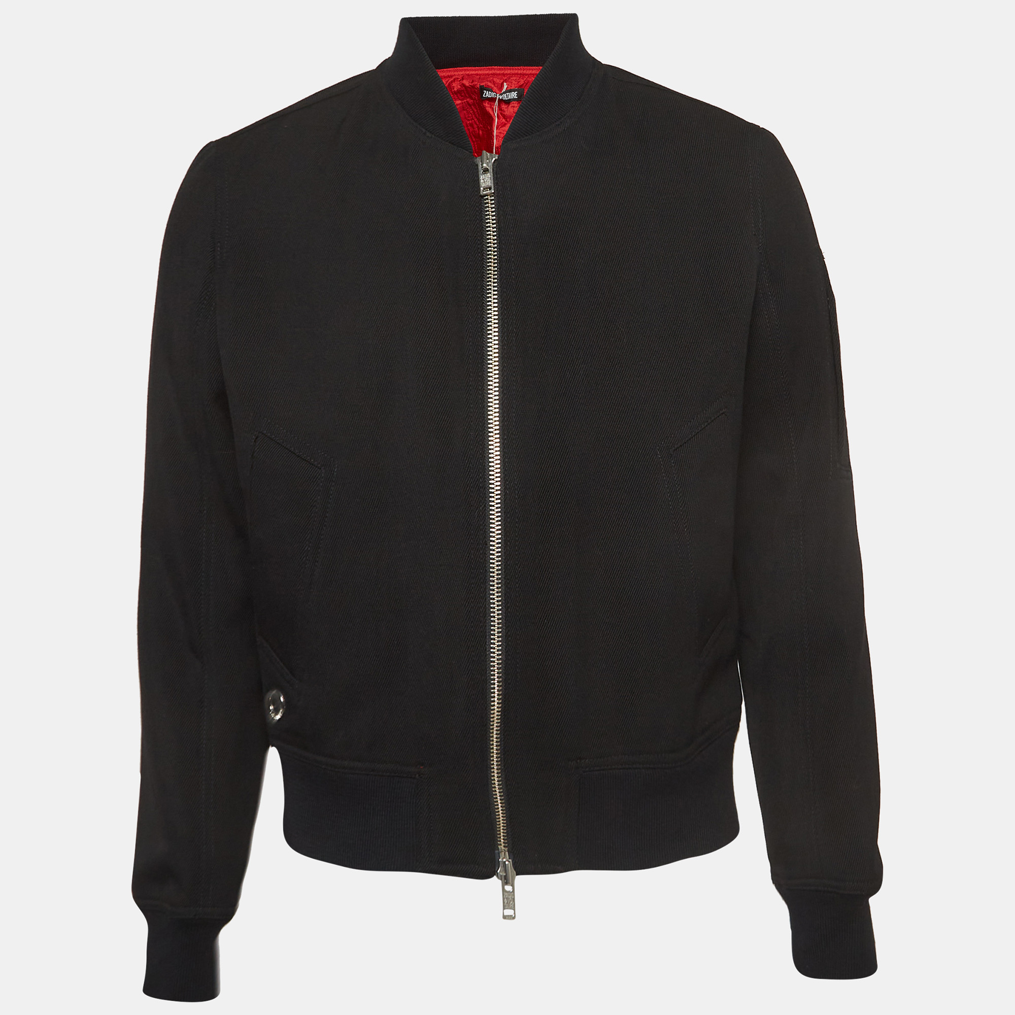

Zadig & Voltaire Black Wool Blend Twill Zip Front Jacket