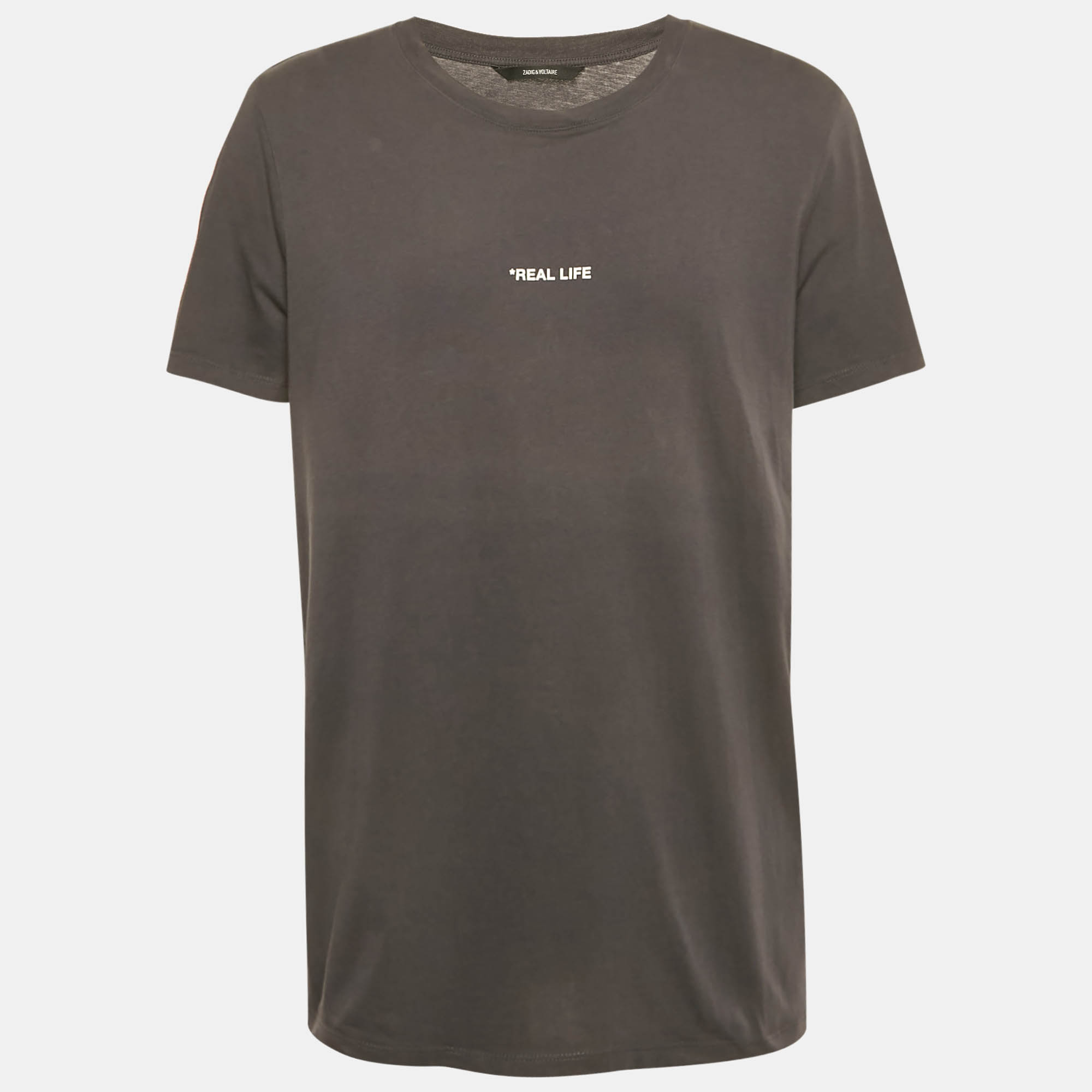 Zadig & Voltaire Grey Ted Photoprint Jersey Real Life T-Shirt XL