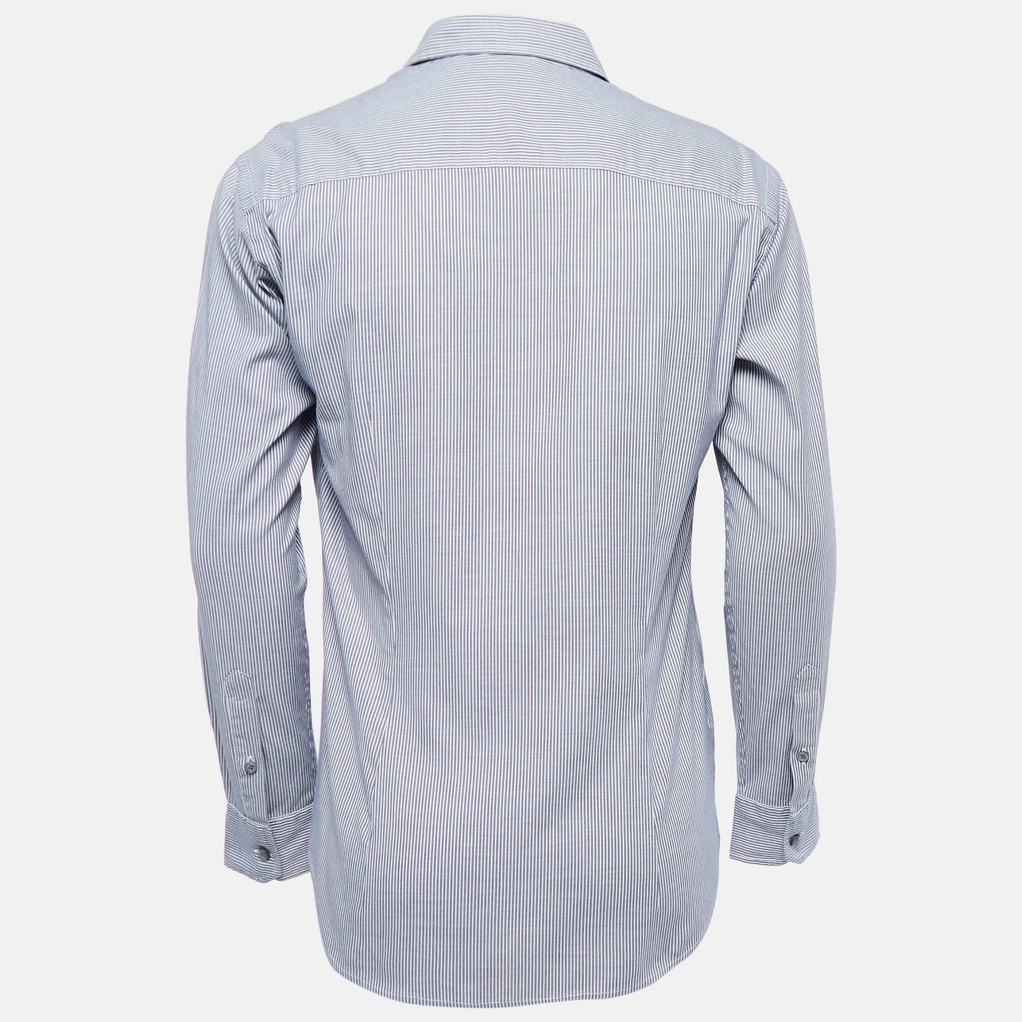 

Zegna Sport Navy Blue Striped Cotton Long Sleeve Shirt