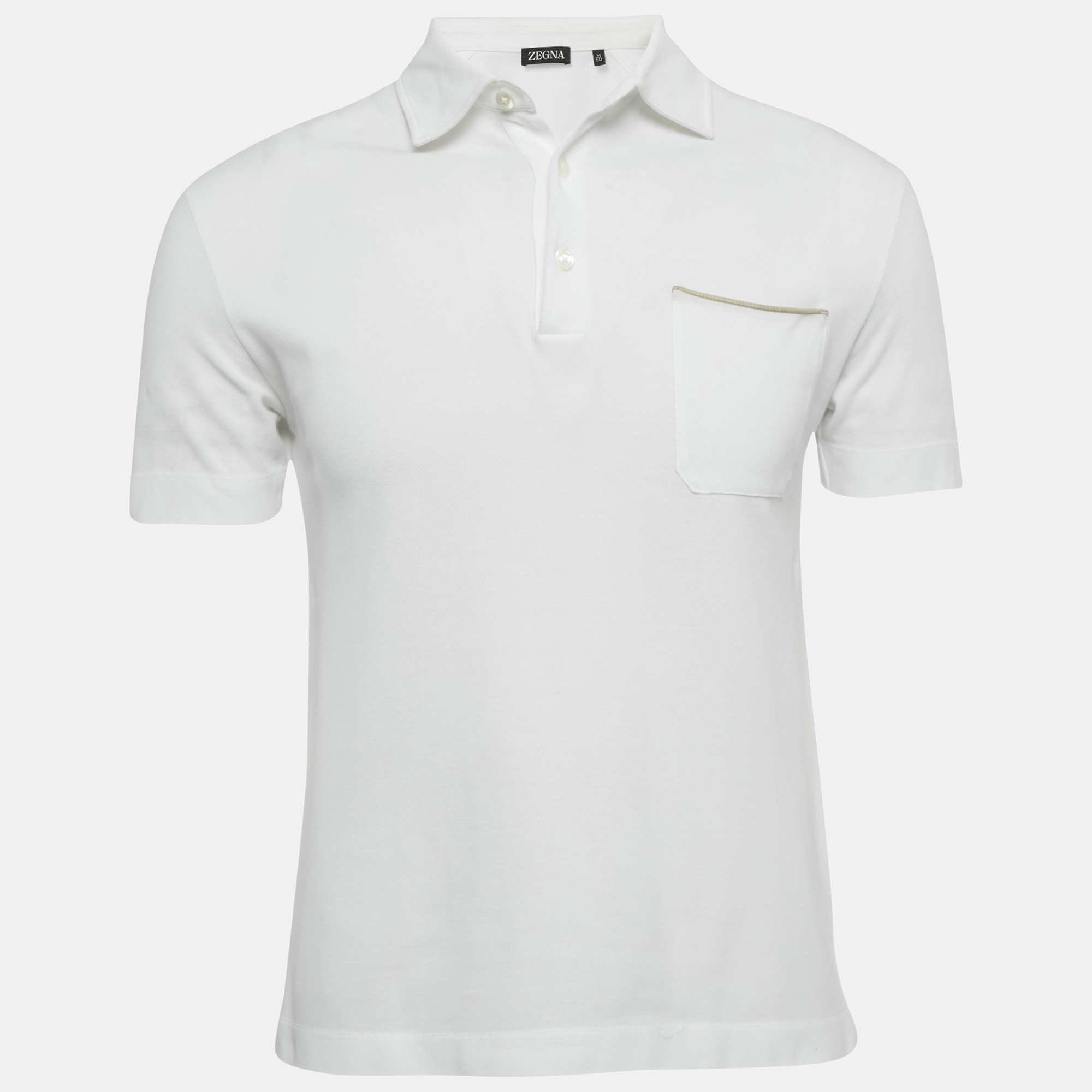 

Zegna White Cotton Pique Polo T-Shirt M