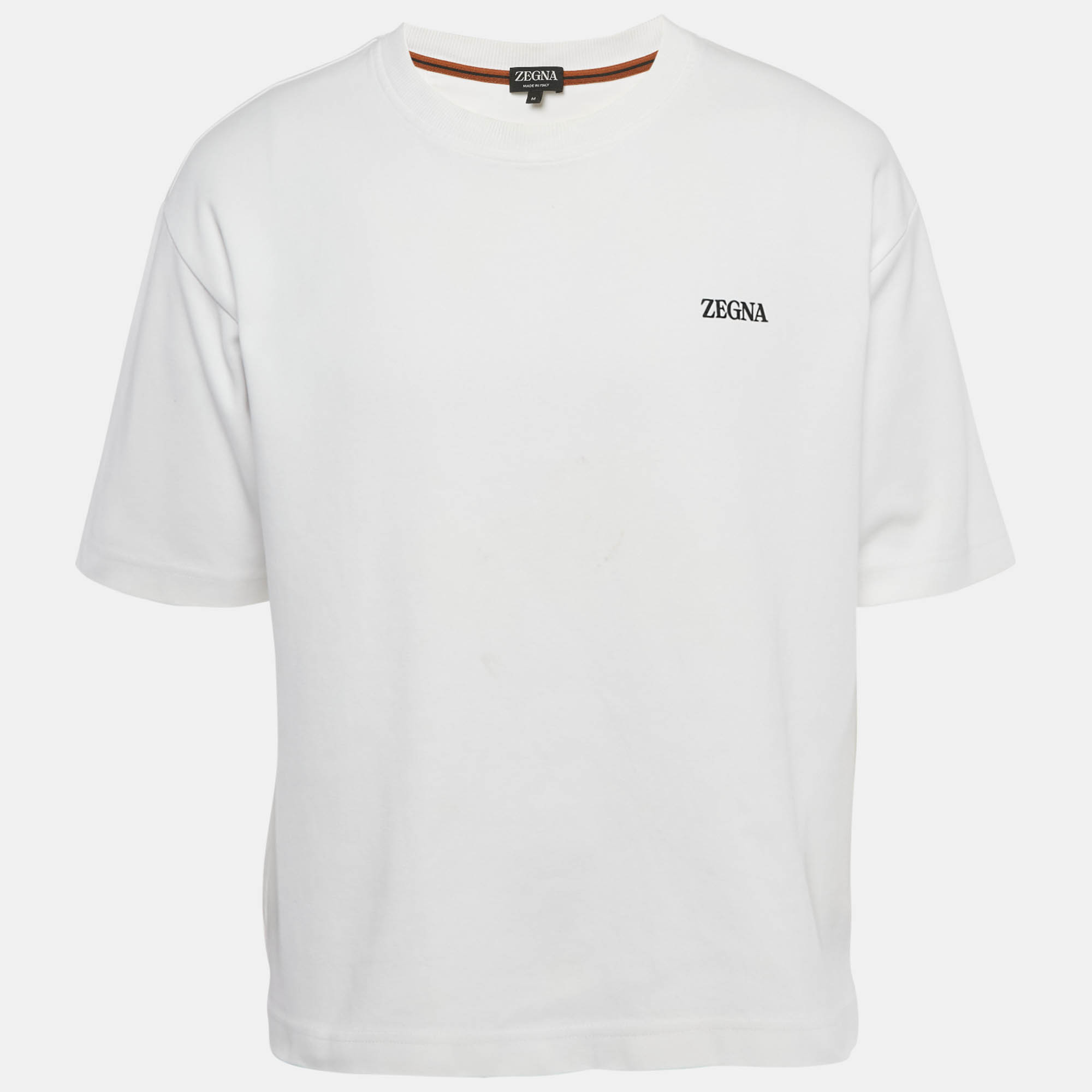 

Zegna White Logo Print Jersey Crew Neck T-Shirt M