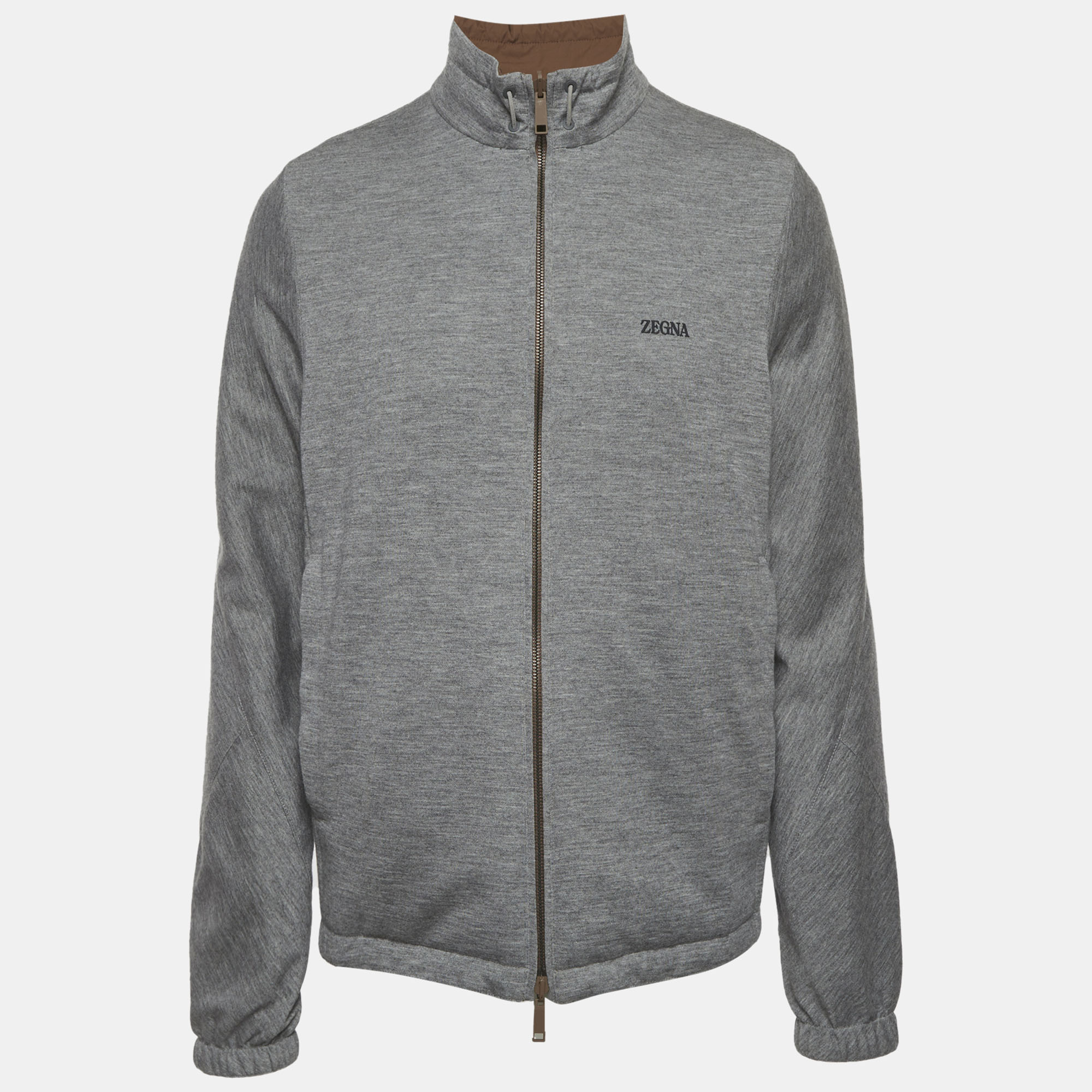 

Zegna Grey/Brown Cashmere and Nylon Reversible Jacket M