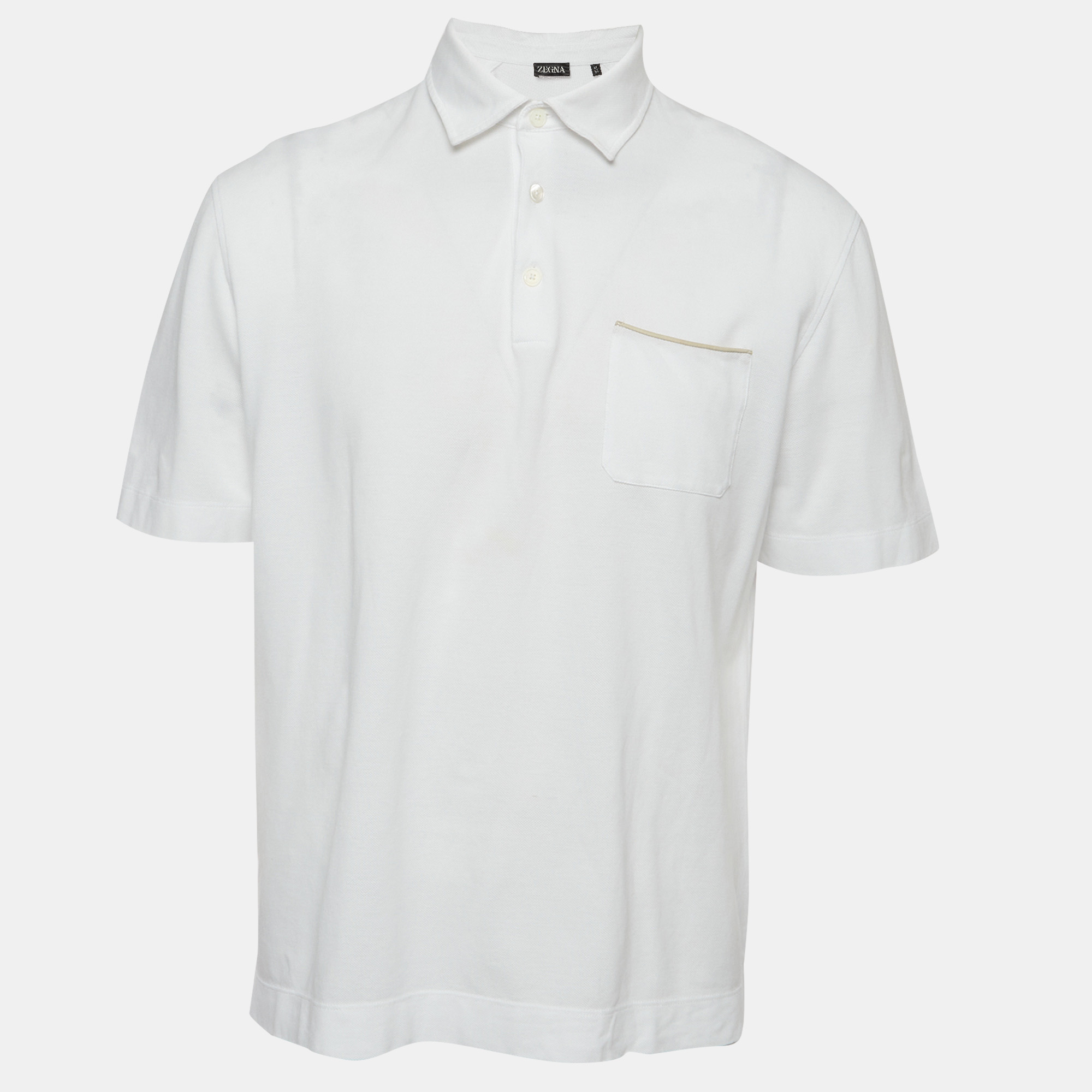 

Zegna White Cotton Pique Polo T-Shirt XXL