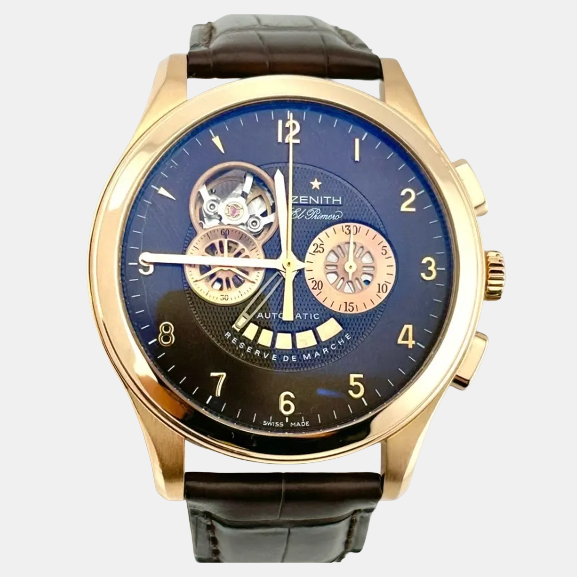 

Zenith El Primero Chronograph 18.0520.4021 Automatic 18K Rose Gold Men's Wristwatch 44 mm, Black
