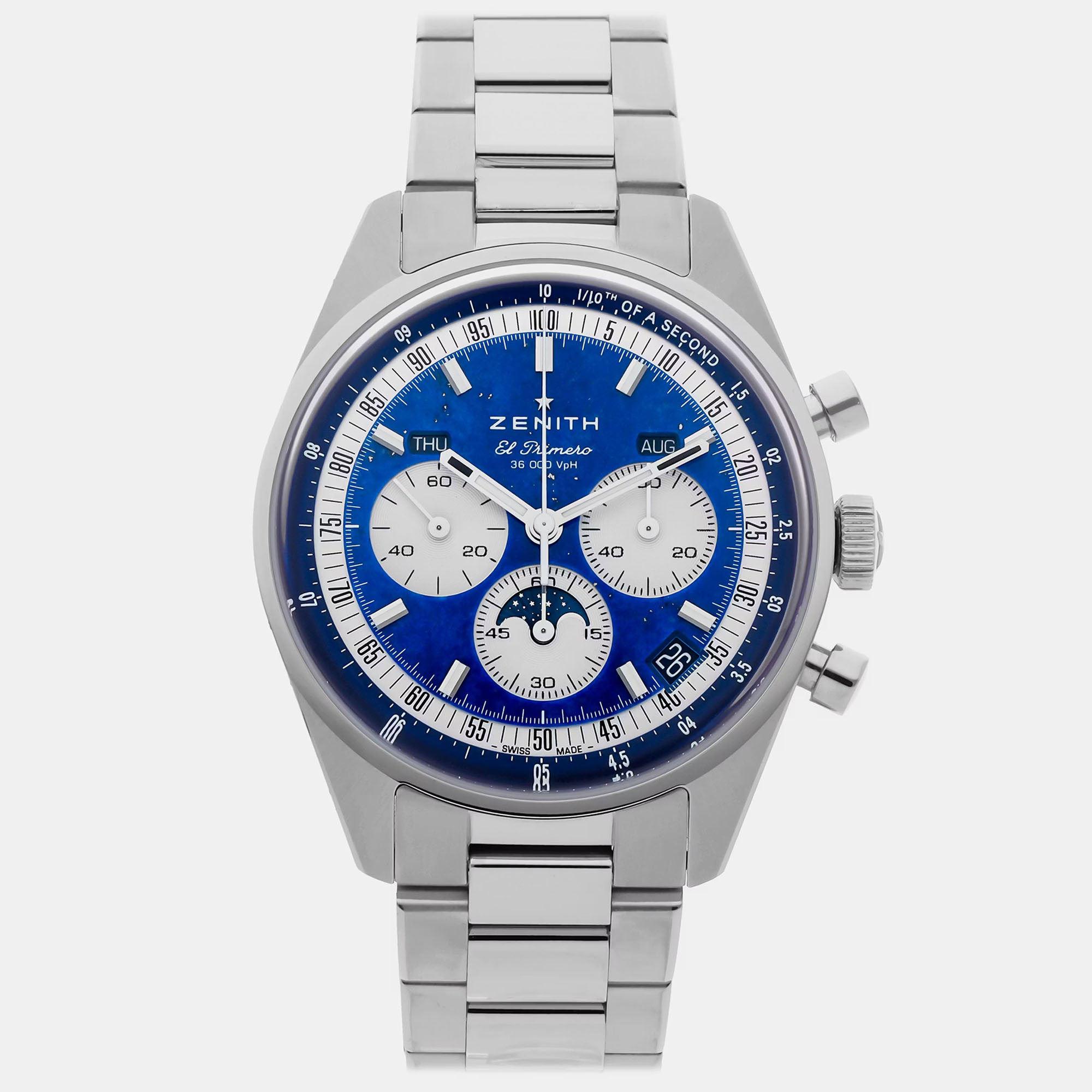 

Pre-Owned Zenith Chronomaster Original Triple Calendar 03.3400.3610/51.C910 Blue Automatic Stainless Steel Men's Wristwatch 38 MM