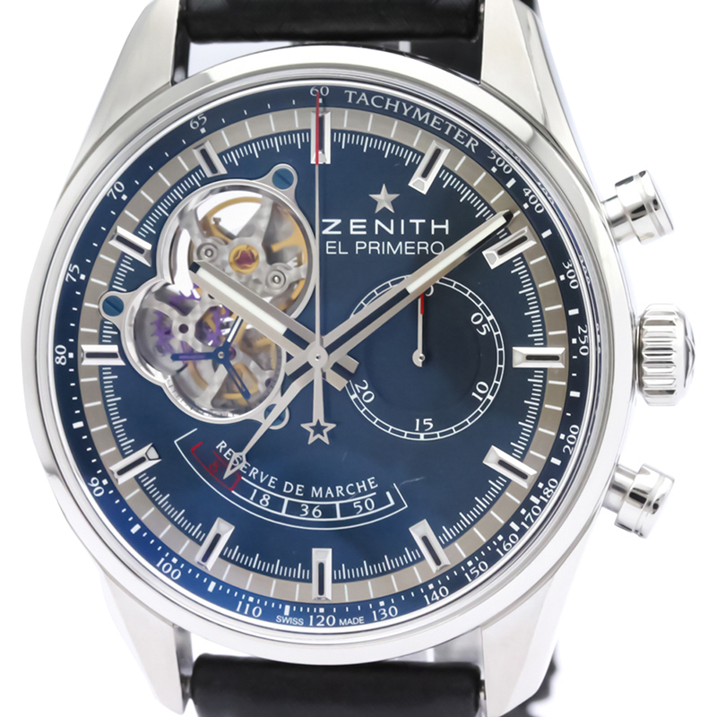 

Zenith Blue Stainless Steel and Leather Chronomaster LTD