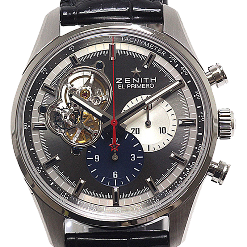 

Zenith Silver Stainless Steel and Leather El Primero Automatic, Black
