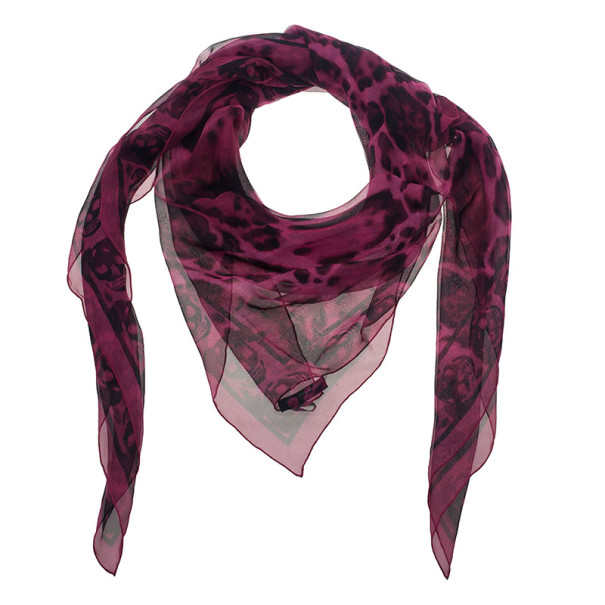 مملوكة مسبقًا وشاح اليكساندر ماكوين حرير وردي أنيمالير سكال مربع