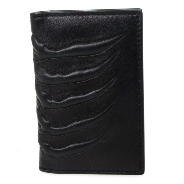 Alexander McQueen Black Spine-Embossed Credit Card Holder