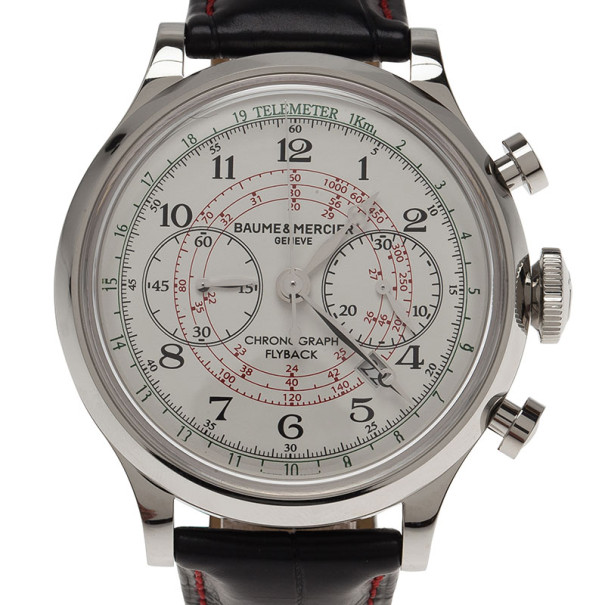 Pre Owned Baume & Mercier White Stainless Steel Capeland Men's Wristwatch 44MM