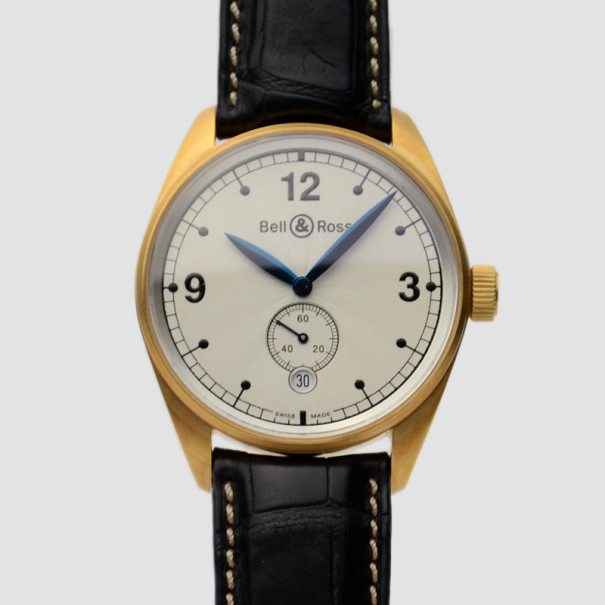 Bell & Ross 18 K Yellow Gold White Mens Wristwatch 40 MM