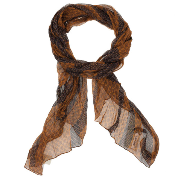 مملوكة مسبقًا Burberry Cravate Check Orange and Brown Scarf 