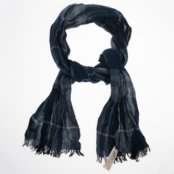 Pre Owned Burberry Blue Novacheck Stole