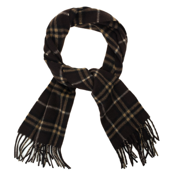 Pre Owned Burberry Brown Novacheck Cashmere Scarf