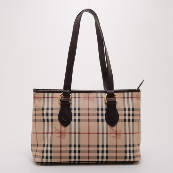 Pre Owned Burberry Haymarket Check Tote 