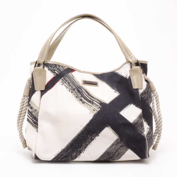 Pre Owned Burberry Brushstroke Canvas Shopper Tote
