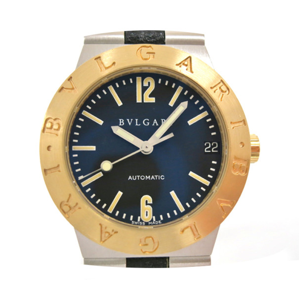 Pre Owned Bvlgari Diagono Sport Ladies Wristwatch SS/YG/Leather Black 