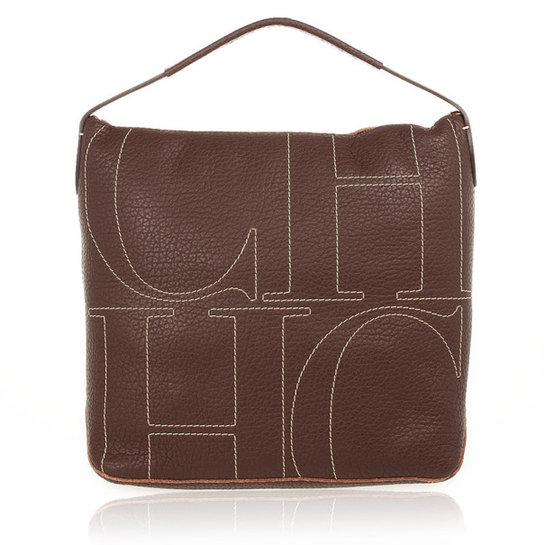 Pre Owned Carolina Herrera Brown Leather Hobo