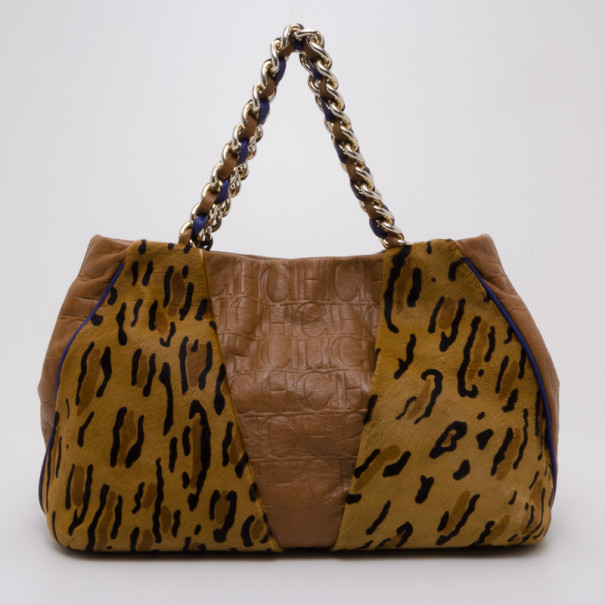 مملوكة مسبقًا Carolina Herrera CH Calf Hair Leopard Tote