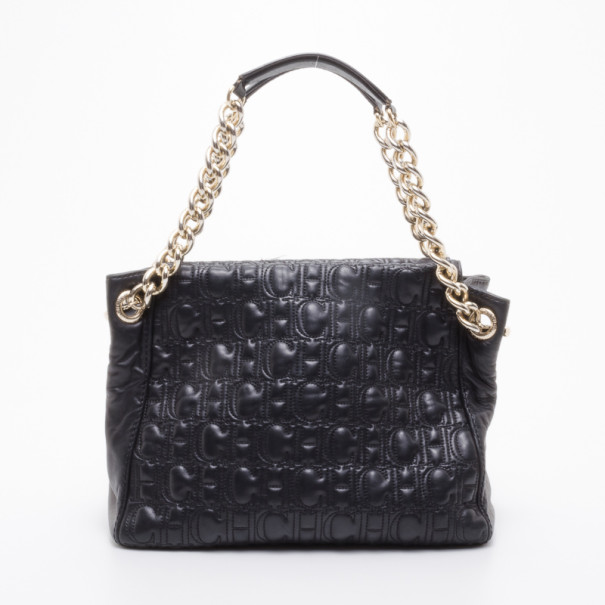 Pre Owned Carolina Herrera Monogram Chain Handle Tote