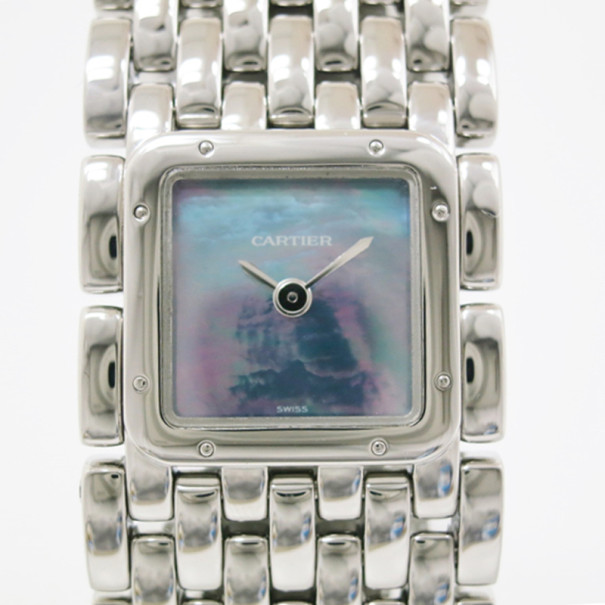 Pre Owned Cartier Panthere Ruban Wristwatch SS Shell Silver