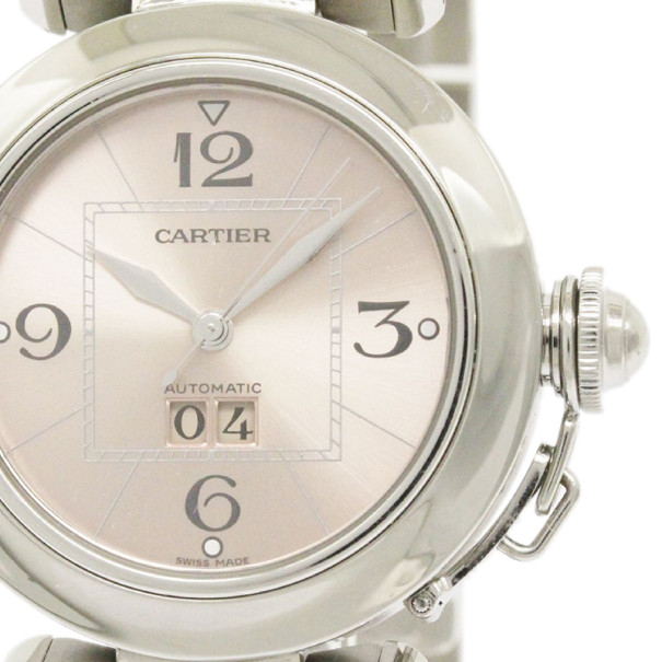 مملوكة مسبقًا Cartier Creme Stainless Steel Pasha C Big Date Unisex Wristwatch 35MM