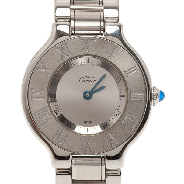 مملوكة مسبقًا Cartier Silver Stainless Steel 21 Must de Cartier Women's Wristwatch 30MM