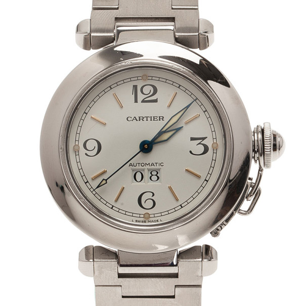 مملوكة مسبقًا Cartier White Stainless Steel Pasha Women's Wristwatch 35MM