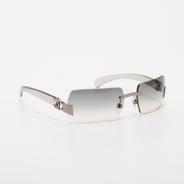 Pre Owned Chanel Silver Frameless Sunglasses