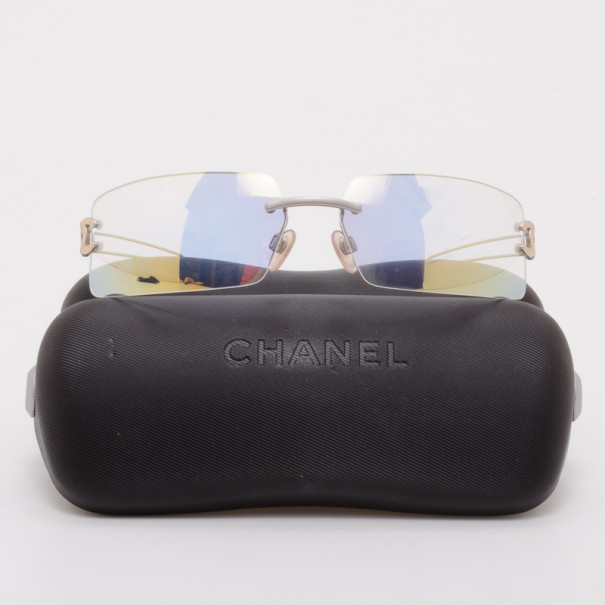 chanel rimless iridescent sunglasses