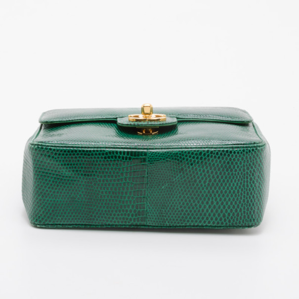 CHANEL Rare Vintage Emerald Green Lizard Mini Handbag Excellent ($6,795) ❤  liked on Polyvore featuring bags, handbags, acce…