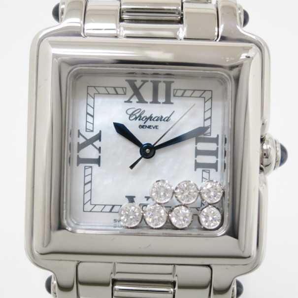 Chopard Happy Sport Square SS Diamonds Womens Wristwatch 27 MM