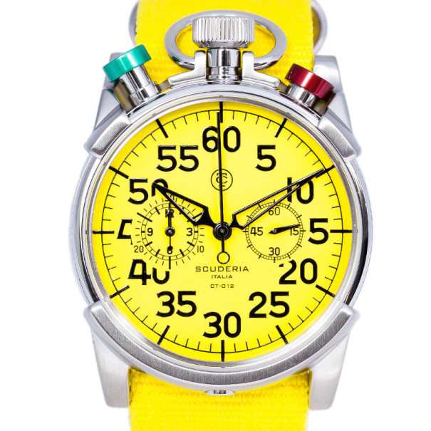Pre Owned CT Scuderia Yellow Stainless Steel CS20110 Men's Wristwatch 46MM