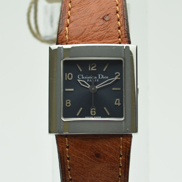 Pre Owned Dior Grey Stainless Steel D80-100 Women's Wristwatch 23 mm