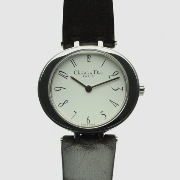 Pre Owned Christian Dior White SS Ladies Wristwatch 