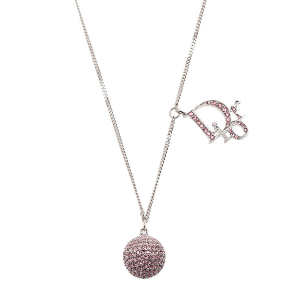 مملوكة مسبقًا Dior Signature Sphere Pink Crystal Necklace